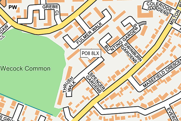 PO8 8LX map - OS OpenMap – Local (Ordnance Survey)