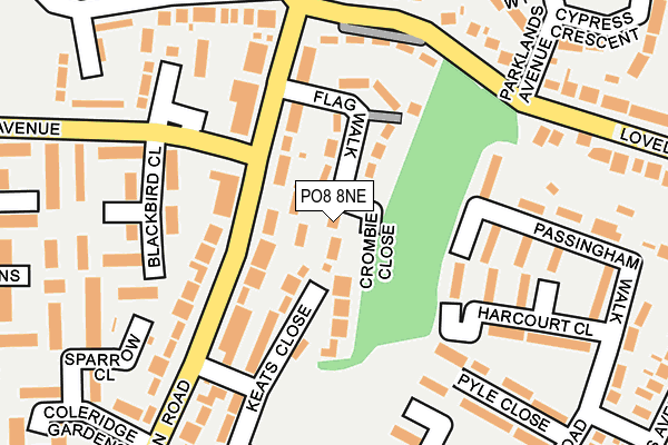 PO8 8NE map - OS OpenMap – Local (Ordnance Survey)