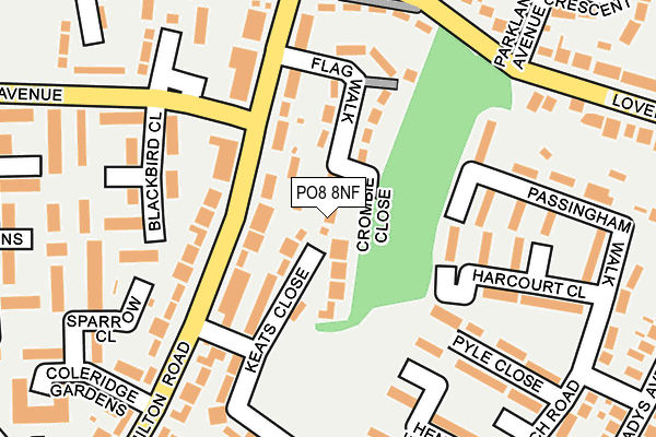 PO8 8NF map - OS OpenMap – Local (Ordnance Survey)