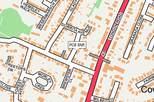 PO8 8NR map - OS OpenMap – Local (Ordnance Survey)