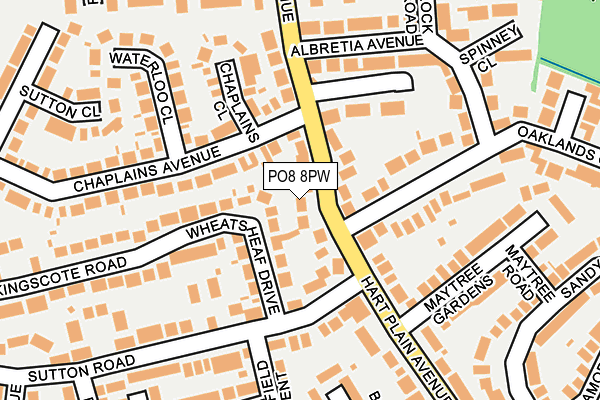 PO8 8PW map - OS OpenMap – Local (Ordnance Survey)