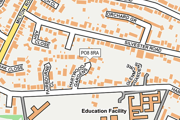 PO8 8RA map - OS OpenMap – Local (Ordnance Survey)