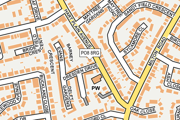 PO8 8RG map - OS OpenMap – Local (Ordnance Survey)