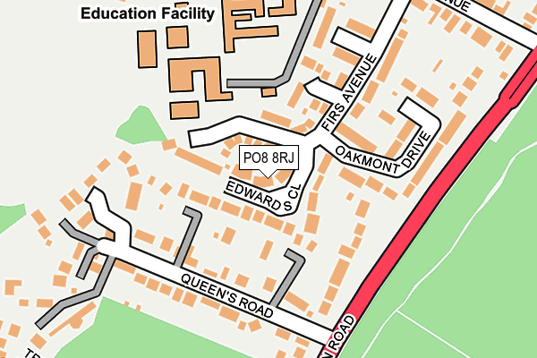 PO8 8RJ map - OS OpenMap – Local (Ordnance Survey)