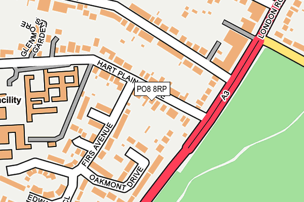 PO8 8RP map - OS OpenMap – Local (Ordnance Survey)