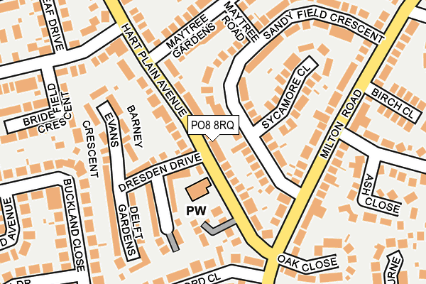 PO8 8RQ map - OS OpenMap – Local (Ordnance Survey)
