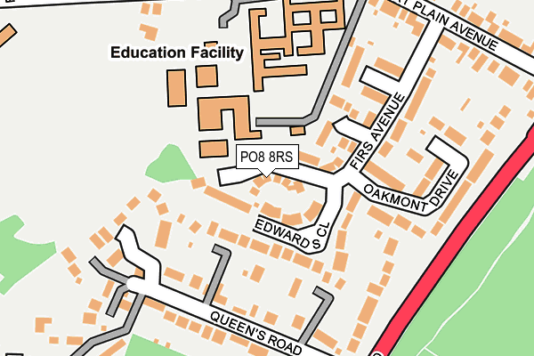 PO8 8RS map - OS OpenMap – Local (Ordnance Survey)