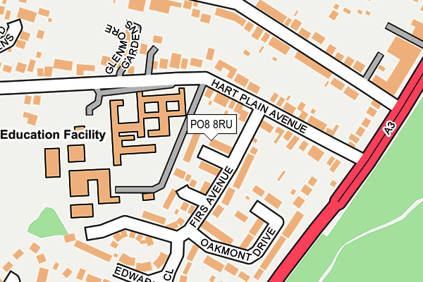 PO8 8RU map - OS OpenMap – Local (Ordnance Survey)