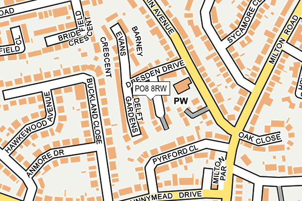 PO8 8RW map - OS OpenMap – Local (Ordnance Survey)