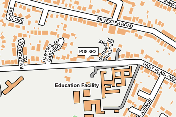 PO8 8RX map - OS OpenMap – Local (Ordnance Survey)