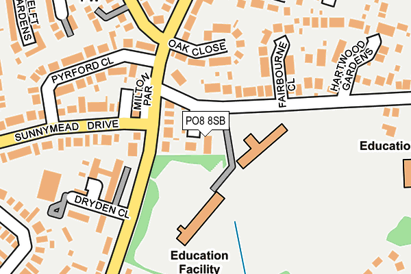 PO8 8SB map - OS OpenMap – Local (Ordnance Survey)