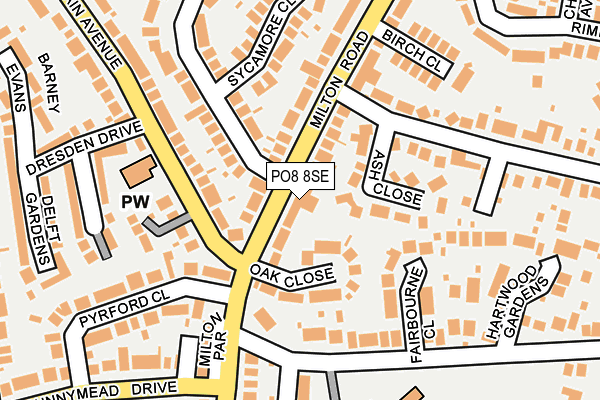 PO8 8SE map - OS OpenMap – Local (Ordnance Survey)
