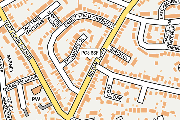 PO8 8SF map - OS OpenMap – Local (Ordnance Survey)