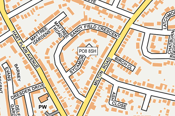 PO8 8SH map - OS OpenMap – Local (Ordnance Survey)