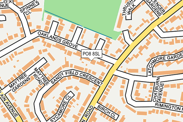 PO8 8SL map - OS OpenMap – Local (Ordnance Survey)
