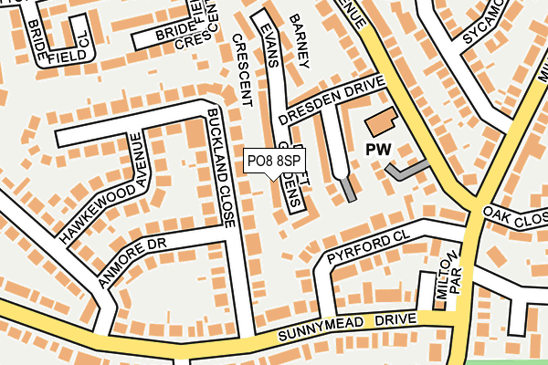 PO8 8SP map - OS OpenMap – Local (Ordnance Survey)
