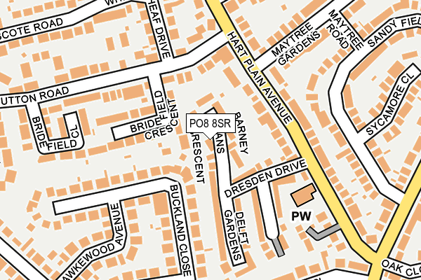 PO8 8SR map - OS OpenMap – Local (Ordnance Survey)