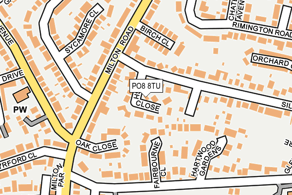 PO8 8TU map - OS OpenMap – Local (Ordnance Survey)