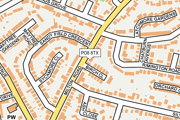 PO8 8TX map - OS OpenMap – Local (Ordnance Survey)