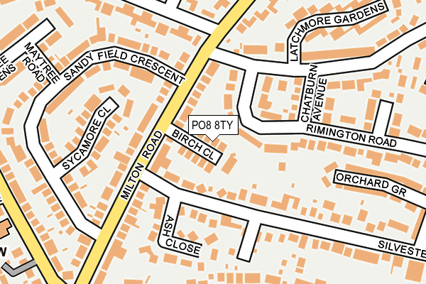 PO8 8TY map - OS OpenMap – Local (Ordnance Survey)