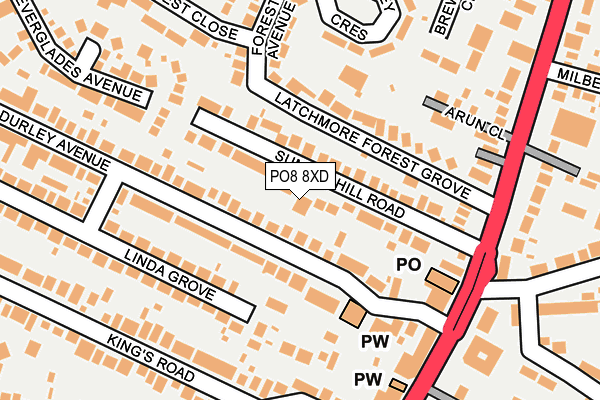 PO8 8XD map - OS OpenMap – Local (Ordnance Survey)