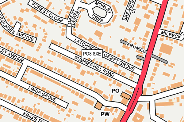 PO8 8XE map - OS OpenMap – Local (Ordnance Survey)