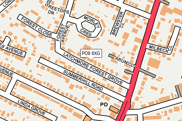 PO8 8XG map - OS OpenMap – Local (Ordnance Survey)