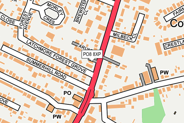 PO8 8XP map - OS OpenMap – Local (Ordnance Survey)