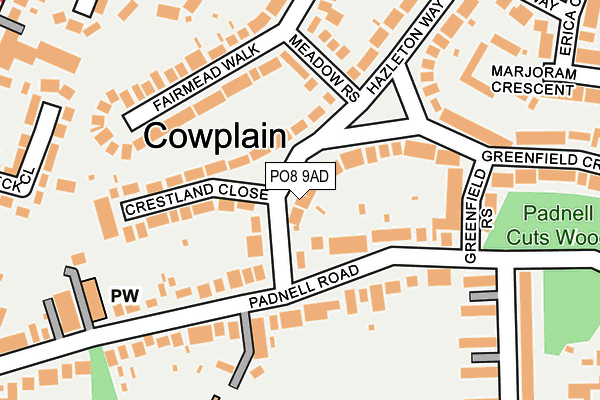 PO8 9AD map - OS OpenMap – Local (Ordnance Survey)