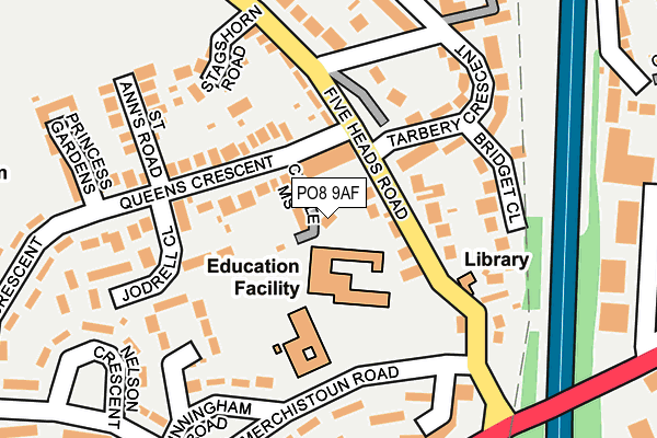 PO8 9AF map - OS OpenMap – Local (Ordnance Survey)