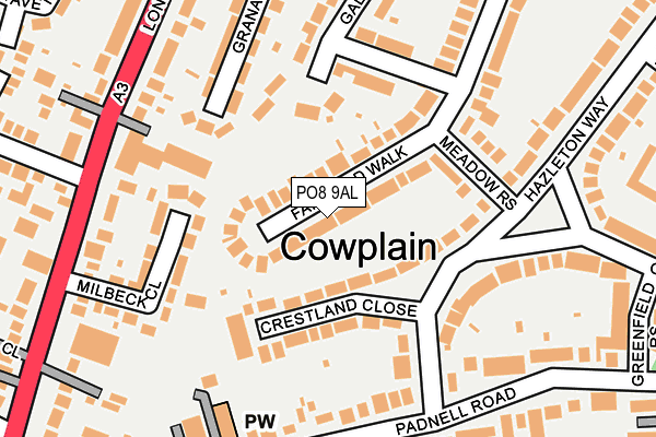 PO8 9AL map - OS OpenMap – Local (Ordnance Survey)