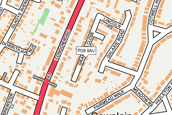 PO8 9AU map - OS OpenMap – Local (Ordnance Survey)