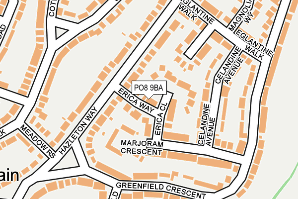 PO8 9BA map - OS OpenMap – Local (Ordnance Survey)