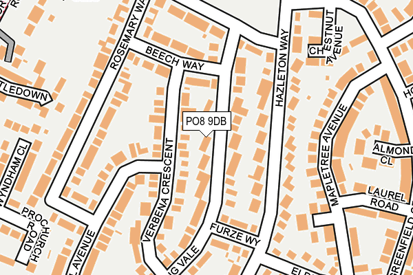 PO8 9DB map - OS OpenMap – Local (Ordnance Survey)