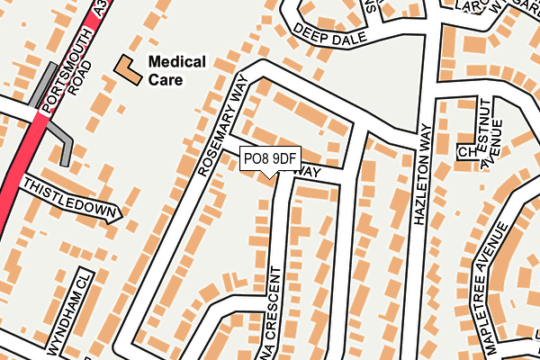 PO8 9DF map - OS OpenMap – Local (Ordnance Survey)