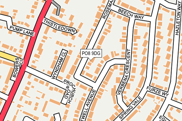 PO8 9DG map - OS OpenMap – Local (Ordnance Survey)