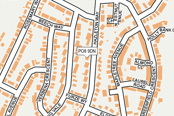 PO8 9DN map - OS OpenMap – Local (Ordnance Survey)