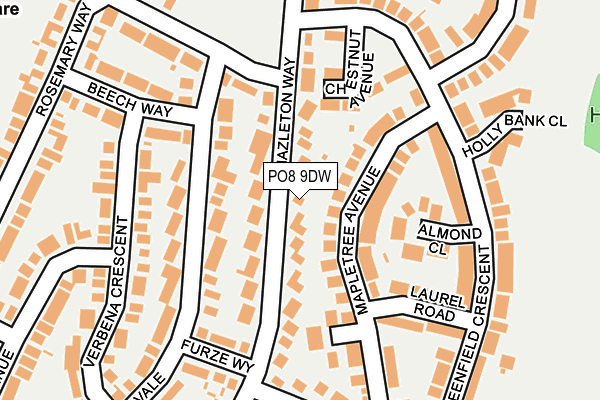 PO8 9DW map - OS OpenMap – Local (Ordnance Survey)