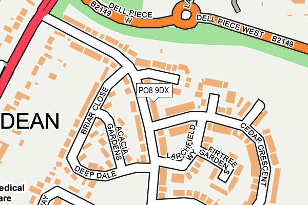PO8 9DX map - OS OpenMap – Local (Ordnance Survey)