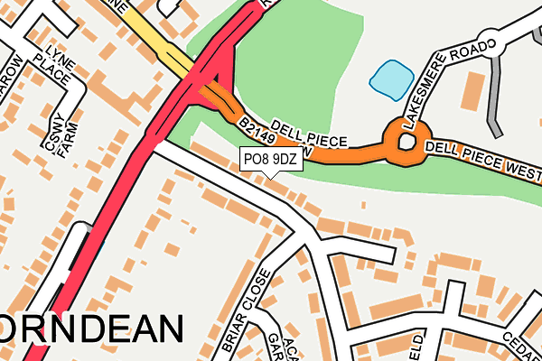 PO8 9DZ map - OS OpenMap – Local (Ordnance Survey)