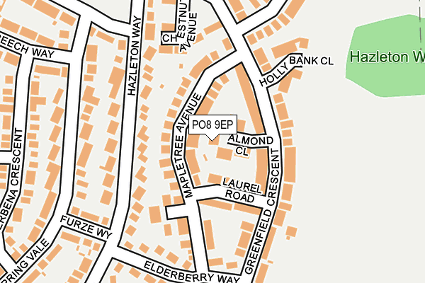 PO8 9EP map - OS OpenMap – Local (Ordnance Survey)