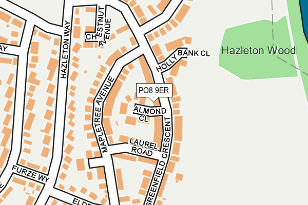 PO8 9ER map - OS OpenMap – Local (Ordnance Survey)