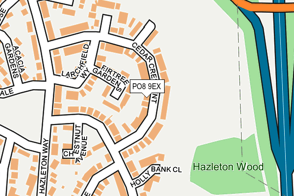 PO8 9EX map - OS OpenMap – Local (Ordnance Survey)