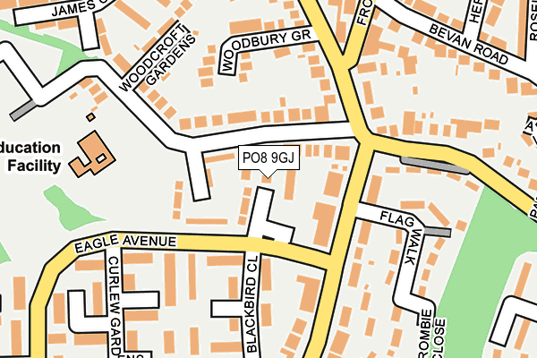 PO8 9GJ map - OS OpenMap – Local (Ordnance Survey)