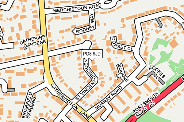 PO8 9JD map - OS OpenMap – Local (Ordnance Survey)