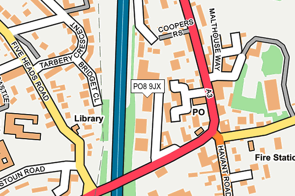 PO8 9JX map - OS OpenMap – Local (Ordnance Survey)