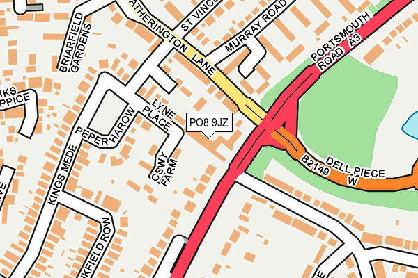 PO8 9JZ map - OS OpenMap – Local (Ordnance Survey)