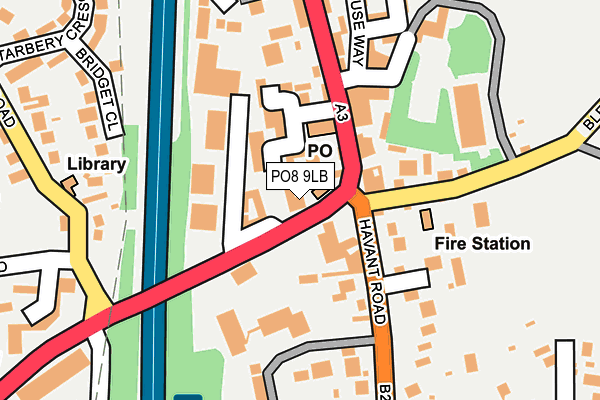 PO8 9LB map - OS OpenMap – Local (Ordnance Survey)