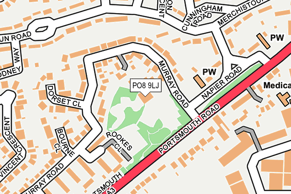 PO8 9LJ map - OS OpenMap – Local (Ordnance Survey)