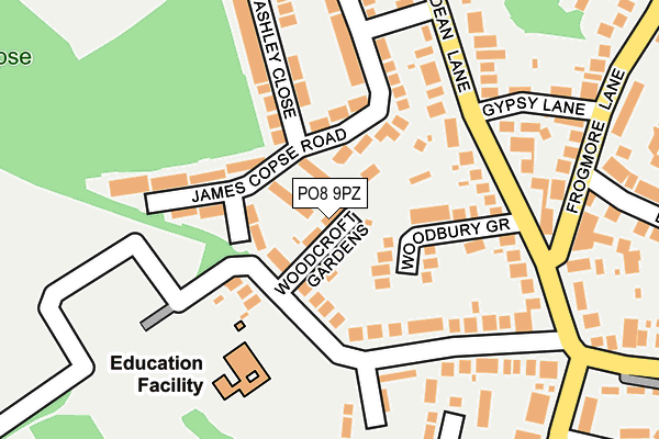 PO8 9PZ map - OS OpenMap – Local (Ordnance Survey)